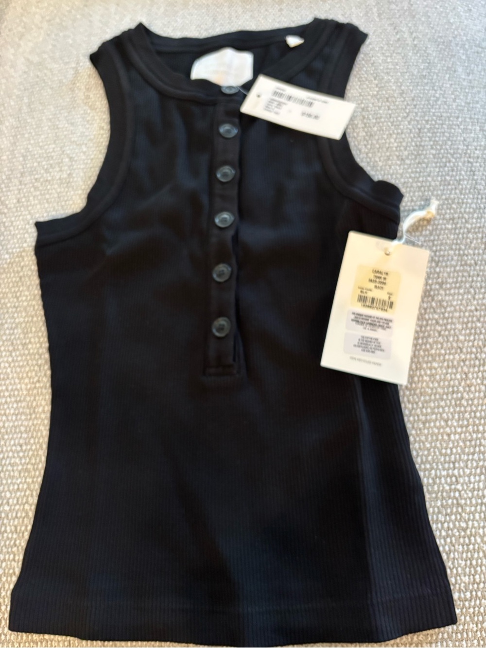 Citizens Of Humanity Black Ribbed Button-Front Tank